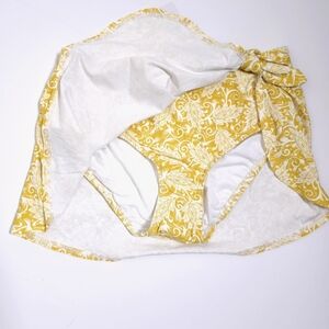 LOFT Yellow paisley beach side tie sarong swim bottoms NWT size Xs